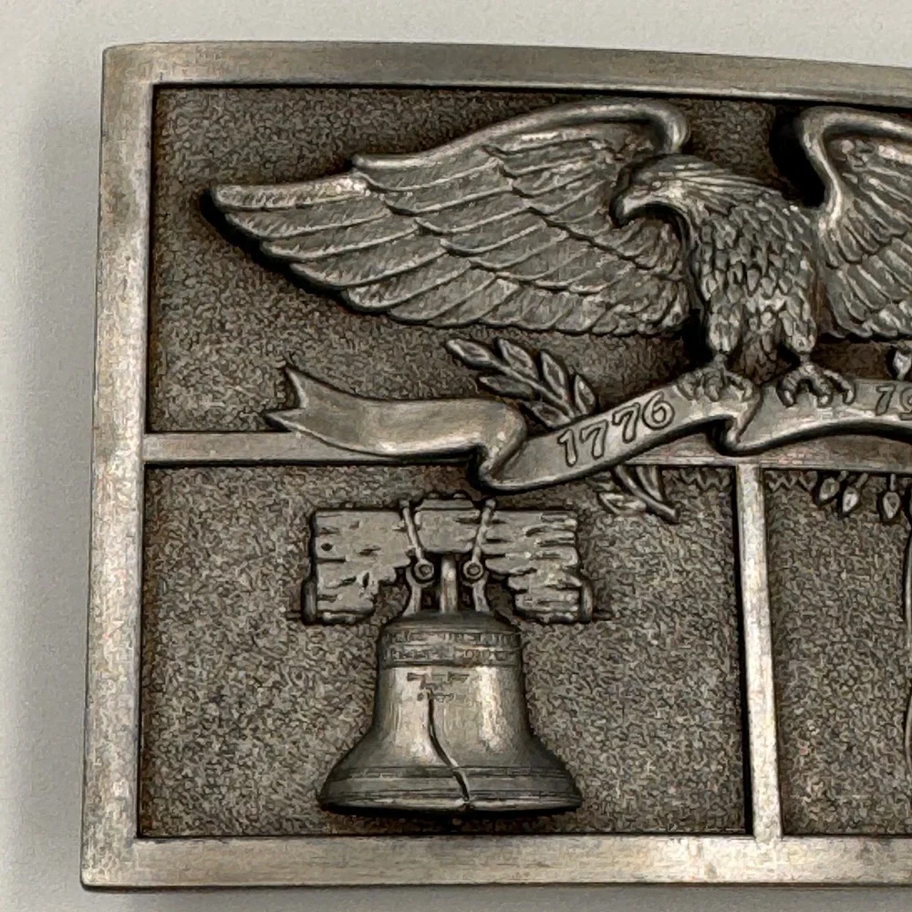 Vintage Bicentennial 1776-1976 Eagle Liberty Bell American Heritage Belt Buckle
